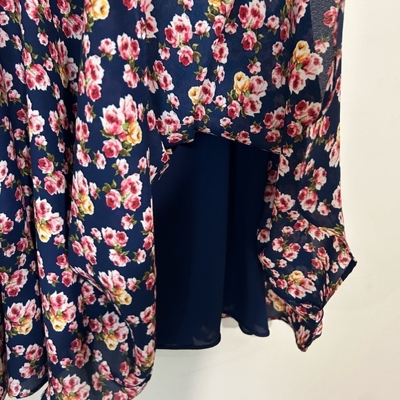 Betsey Johnson Floral Navy Cap Sleeve Fit & Flare Dress SIZE 2 - Picture 9 of 10